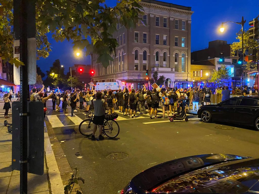 Late in the summer of 2020, misguided protests like this one took to the streets to proclaim that DC's own neighborhood residents did not have a right to eat publicly or live in the neighborhood in which they lived. Senseless, misdirected anger and boredom run amok.  